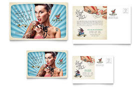 Body Art & Tattoo Artist Postcard Template Design