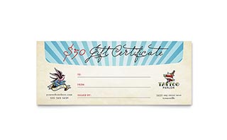 Body Art & Tattoo Artist Gift Certificate Template