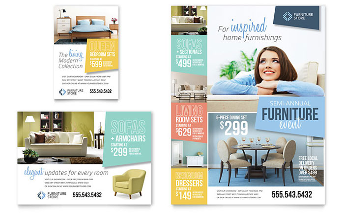 Home Furnishings Flyer & Ad Template Design - InDesign, Illustrator, Word, Publisher, Pages, QuarkXPress, CorelDraw