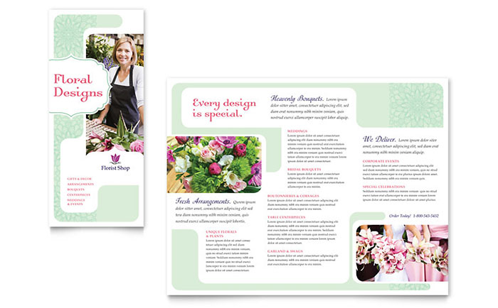 Florist Brochure Template Design - InDesign, Illustrator, Word, Publisher, Pages, QuarkXPress, CorelDraw