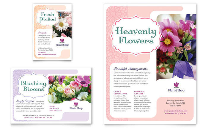 Florist Flyer & Ad Template Design - InDesign, Illustrator, Word, Publisher, Pages, QuarkXPress, CorelDraw