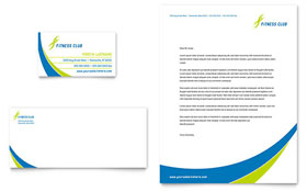 Sports & Health Club Business Card & Letterhead Template Design