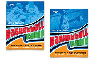 Basketball Sports Camp Poster Template