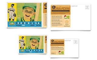 Baseball Sports Camp Postcard Template