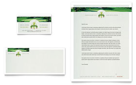 Golf Course & Instruction Business Card & Letterhead Template Design