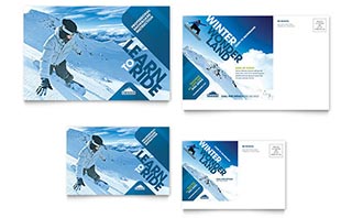 Ski & Snowboard Instructor Postcard Template