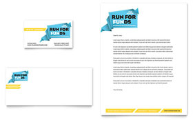 Charity Run Business Card & Letterhead Template Design