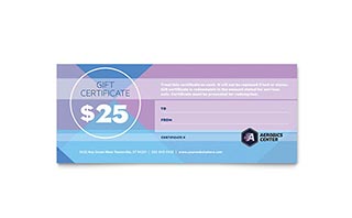 Aerobics Center Gift Certificate Template