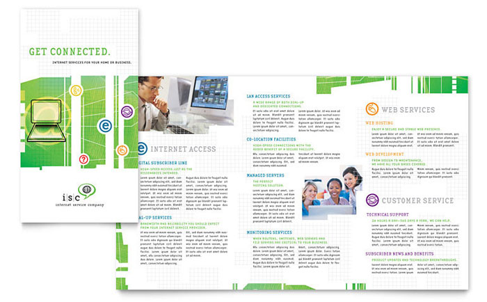 ISP Internet Service Brochure Template Design - InDesign, Illustrator, Word, Publisher, Pages, QuarkXPress, CorelDraw