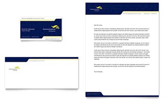 Global Communications Company Business Card & Letterhead Template