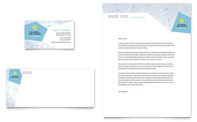 Global Network Services Business Card & Letterhead Template Design