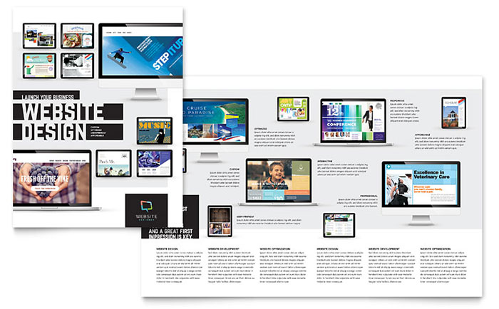 Website Designer Brochure Template Design - InDesign, Illustrator, Word, Publisher, Pages, QuarkXPress, CorelDraw