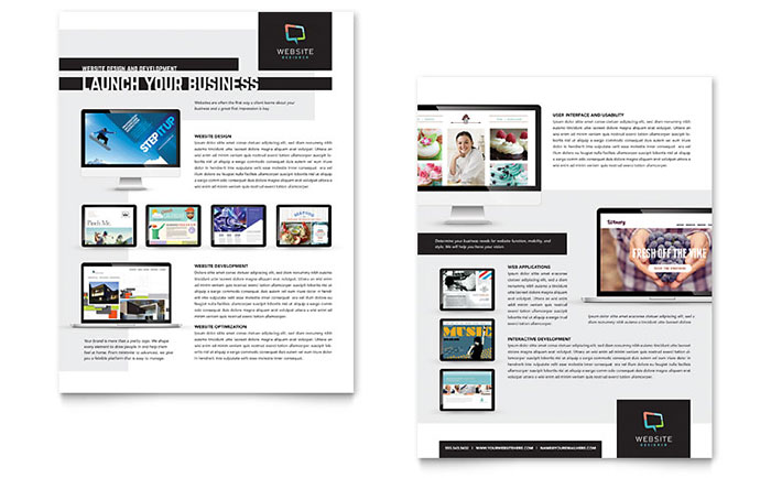 Website Designer Datasheet Template Design - InDesign, Illustrator, Word, Publisher, Pages, QuarkXPress, CorelDraw