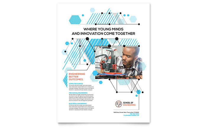 Computer Engineering Flyer Template Design - InDesign, Illustrator, Word, Publisher, Pages, QuarkXPress, CorelDraw