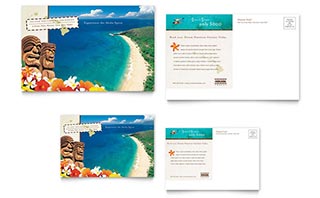 Hawaii Travel Vacation Postcard Template