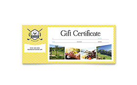 Golf Resort Gift Certificate Template Design