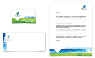 Green Living & Recycling Business Card & Letterhead Template