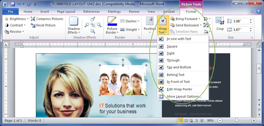 Picture Wrapping Style in Word