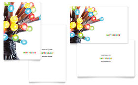 Christmas Lights Greeting Card Template Design