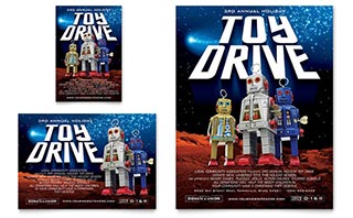 Holiday Toy Drive Fundraiser Flyer & Ad Template