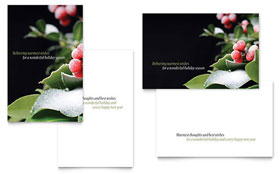 Holly Leaves Greeting Card Design Template