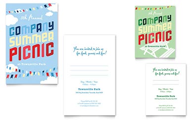 Company Summer Picnic Note Card Design Example