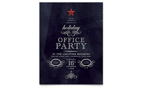 Office Holiday Party Flyer Template Design