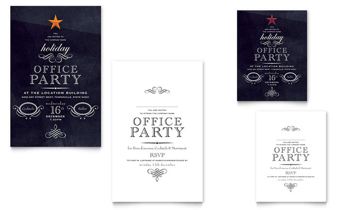 Office Holiday Party Note Card Template Design - InDesign, Illustrator, Word, Publisher, Pages, QuarkXPress, CorelDraw