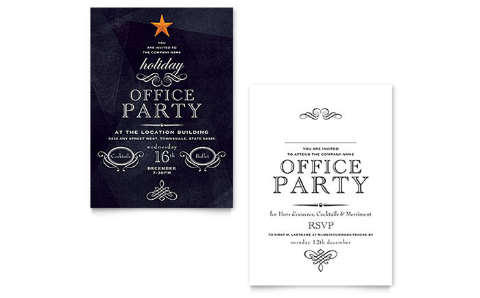 Office Holiday Party Invitation Template Design - InDesign, Illustrator, Word, Publisher, Pages, QuarkXPress, CorelDraw