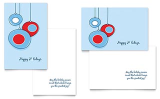 Holiday Ornament Balls Greeting Card Template