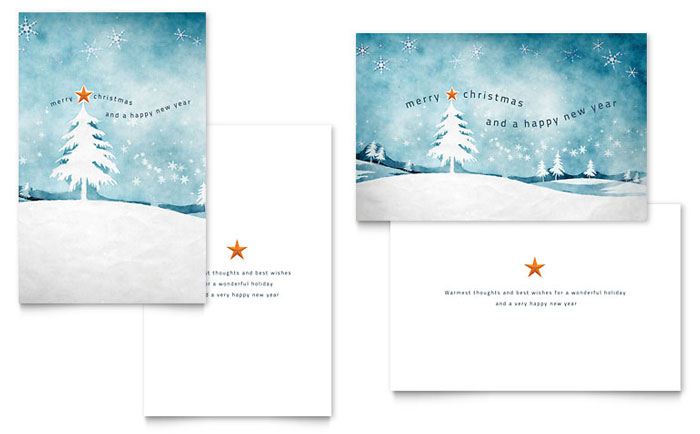 Winter Landscape Greeting Card Template Design - InDesign, Illustrator, Word, Publisher, Pages, QuarkXPress, CorelDraw