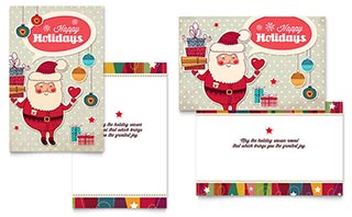 Retro Santa Greeting Card Template