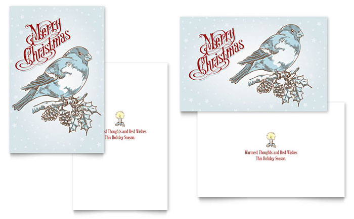 Vintage Bird Greeting Card Template Design - InDesign, Illustrator, Word, Publisher, Pages, QuarkXPress, CorelDraw