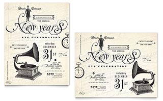 Vintage New Year's Party Poster Template