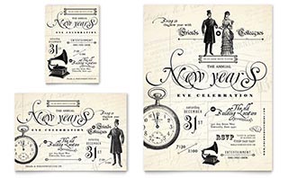 Vintage New Year's Party Flyer & Ad Template