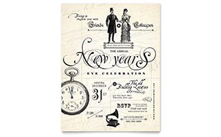 Vintage New Year's Party Flyer Template