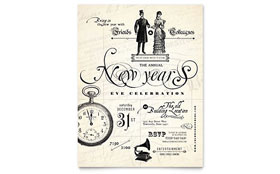 Vintage New Year's Party Flyer Template Design