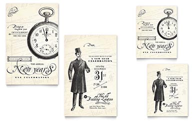 Vintage New Year's Party Note Card Download