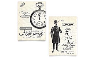 Vintage New Year's Party Invitation Template