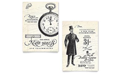 Vintage New Year's Party Invitation Download