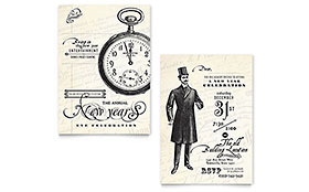 Vintage New Year's Party Invitation Template Design