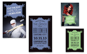 Halloween Costume Party Note Card Template Design