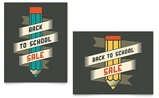 Back to School Supplies Sale Poster Template