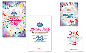 Holiday Party Note Card Template Design