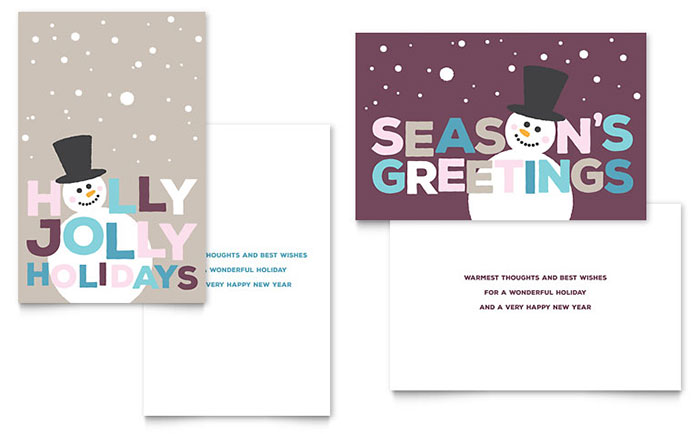 Jolly Holidays Greeting Card Template Design - InDesign, Illustrator, Word, Publisher, Pages, QuarkXPress, CorelDraw