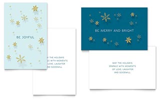 Golden Snowflakes Greeting Card Template