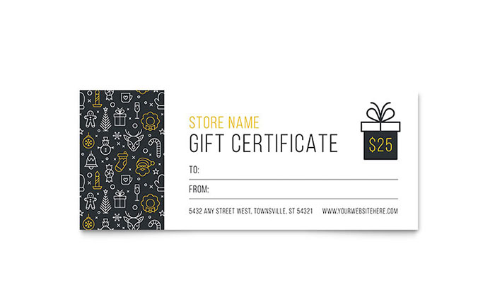 Christmas Wishes Gift Certificate Template Design - InDesign, Illustrator, Word, Publisher, Pages, QuarkXPress, CorelDraw